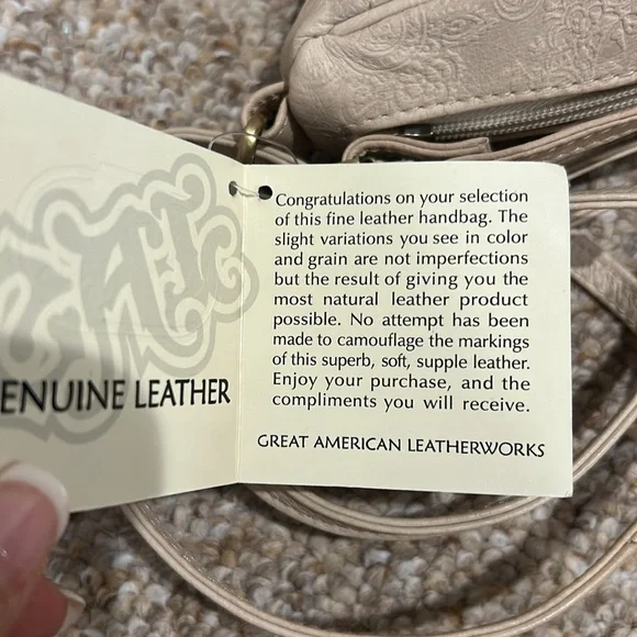 Great American Leatherworks leather mini shoulder bag NWT Paisley leather design - Picture 10 of 13